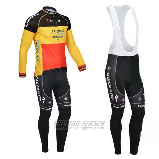 2013 Cycling Jersey Omega Pharma Quick Step Champion Belgium Long Sleeve and Bib Tight